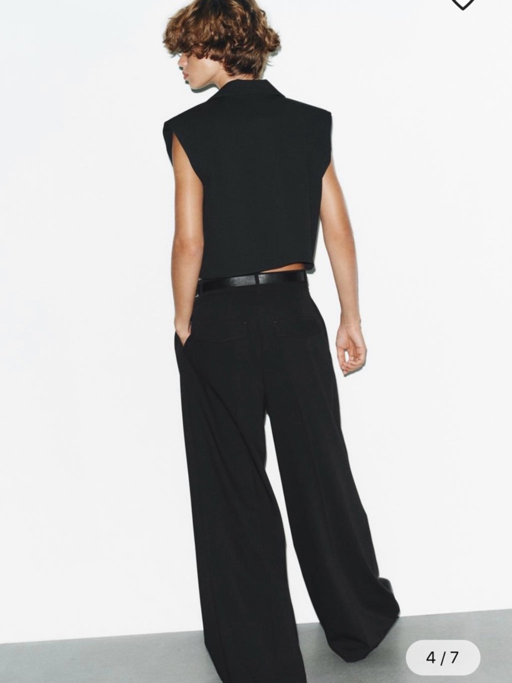 Zara Black Cropped Deep-V Wide-Leg Top - Picture 3 of 6